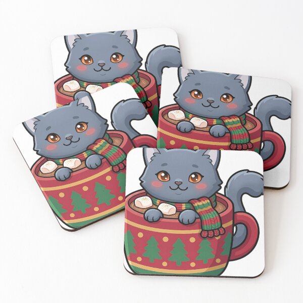 Item preview, Cute Christmas Chartreux Kitten Peeking Out of a Mug of Cocoa designed and sold by pumsquare.