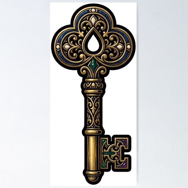 Item preview, Gothic Ornate Brass Key - Cryptid Records Art designed and sold by IllumeInk.