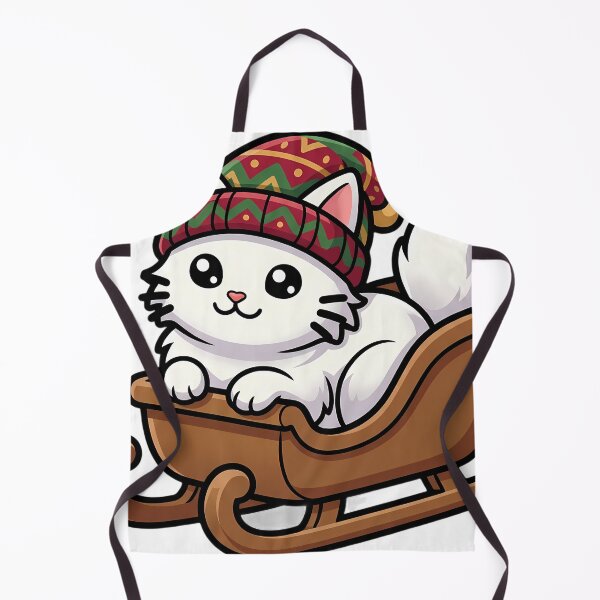 Item preview, Cute Christmas Turkish Angora Kitten Curled Up in a Wooden Sleigh designed and sold by pumsquare.