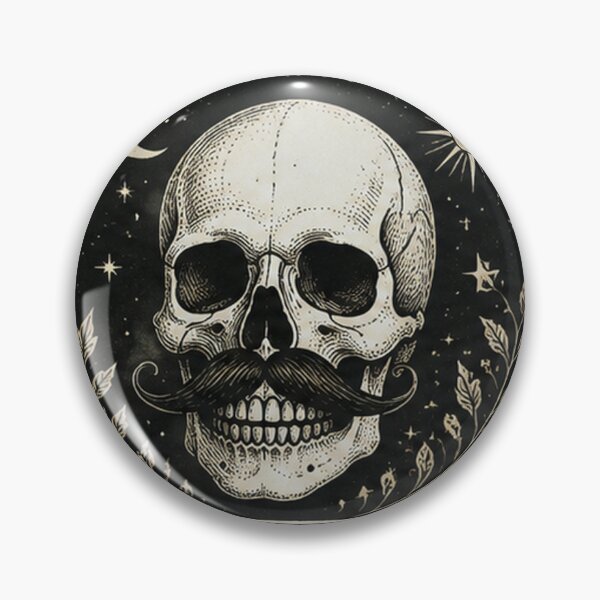 Item preview, Mustached Skull- Tarot Style designed and sold by 3rdBirdInk.