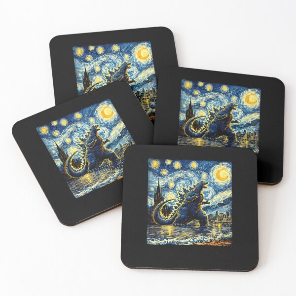 Item preview, Kaiju Starry Night City Monster Retro Painting Design designed and sold by stmpdwrld.