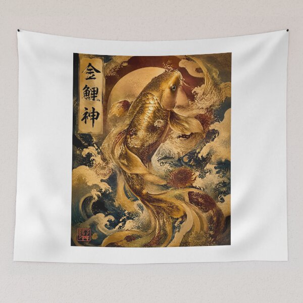 Item preview, Golden Koi Spirit | Japanese Mythology, Sacred Koi Fish & Japanese Wave Art designed and sold by kaxymax.