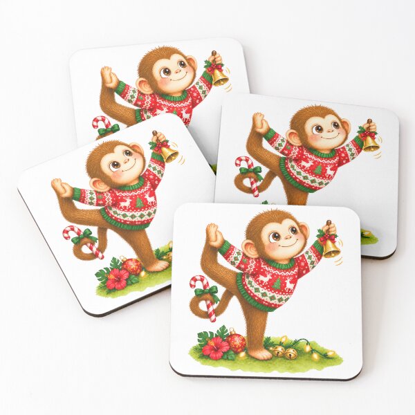 Item preview, Christmas Yoga Monkey – King Dancer Pose in Ugly Christmas Sweater designed and sold by YogiAnimalArt.