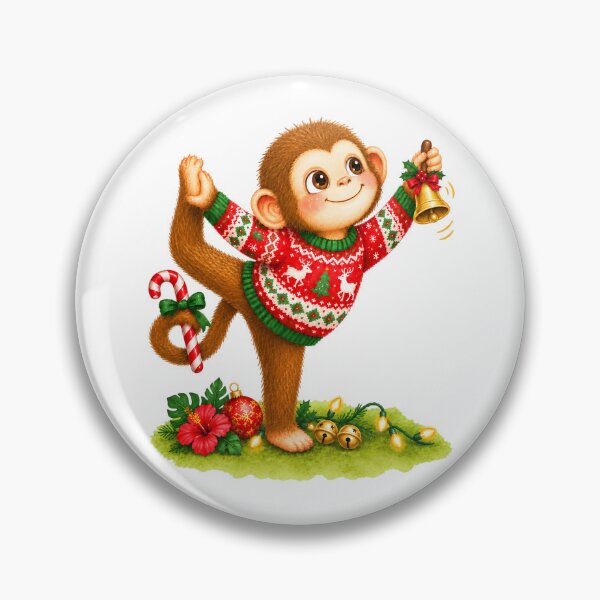 Item preview, Christmas Yoga Monkey – King Dancer Pose in Ugly Christmas Sweater designed and sold by YogiAnimalArt.