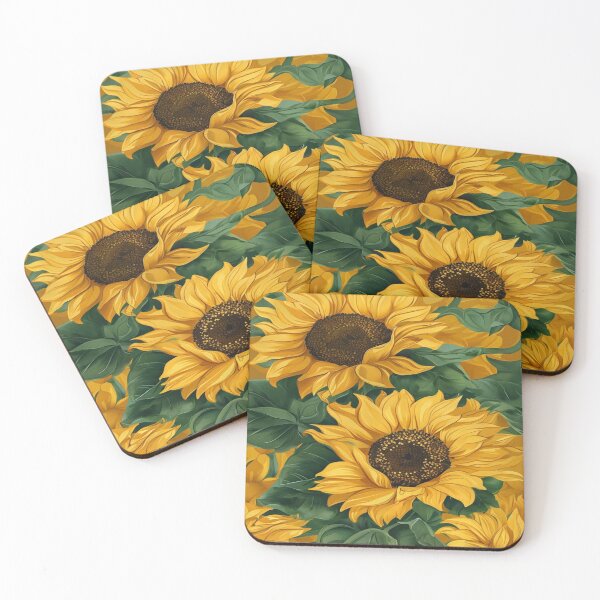 Item preview, Golden Sunflower and Lush Green Leaves Pattern designed and sold by saly55887.