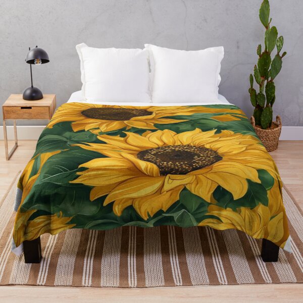 Item preview, Golden Sunflower and Lush Green Leaves Pattern designed and sold by saly55887.