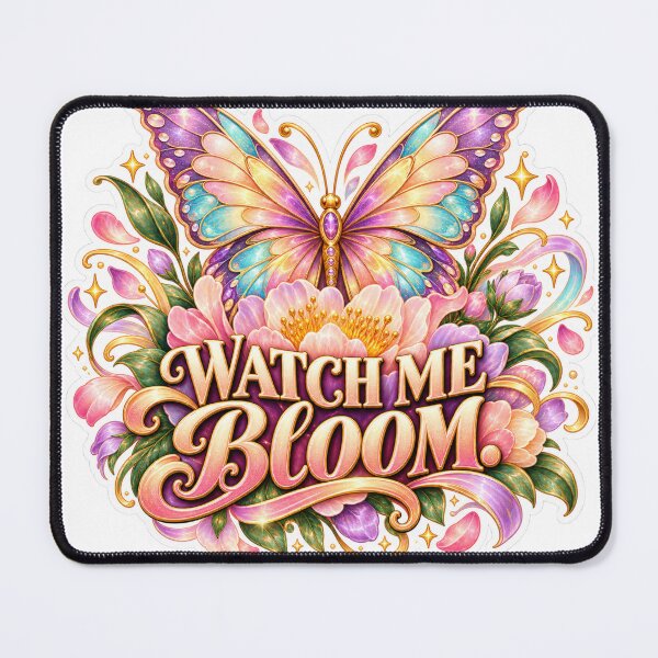 Item preview, Watch Me Bloom Butterfly Sticker – Magical Floral Fantasy, Pink Purple & Gold Aesthetic designed and sold by CoquetteLunaCo.