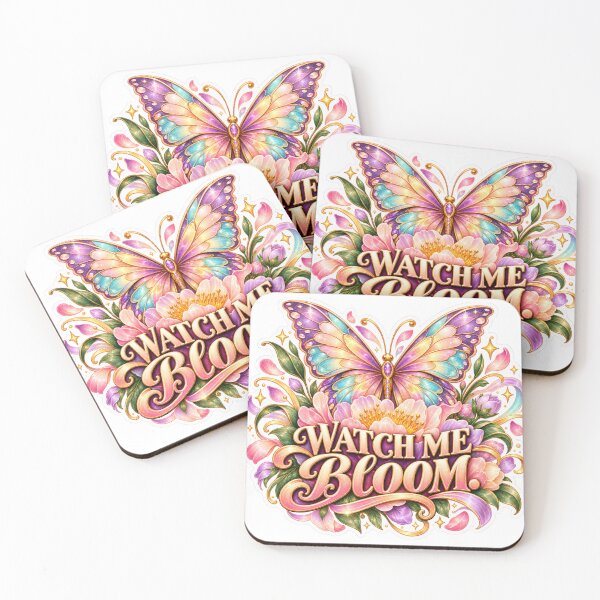 Item preview, Watch Me Bloom Butterfly Sticker – Magical Floral Fantasy, Pink Purple & Gold Aesthetic designed and sold by CoquetteLunaCo.
