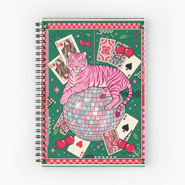 Item preview, Funky Pink Tiger on Mirror Disco Ball Retro Illustration designed and sold by Ink Matrix.