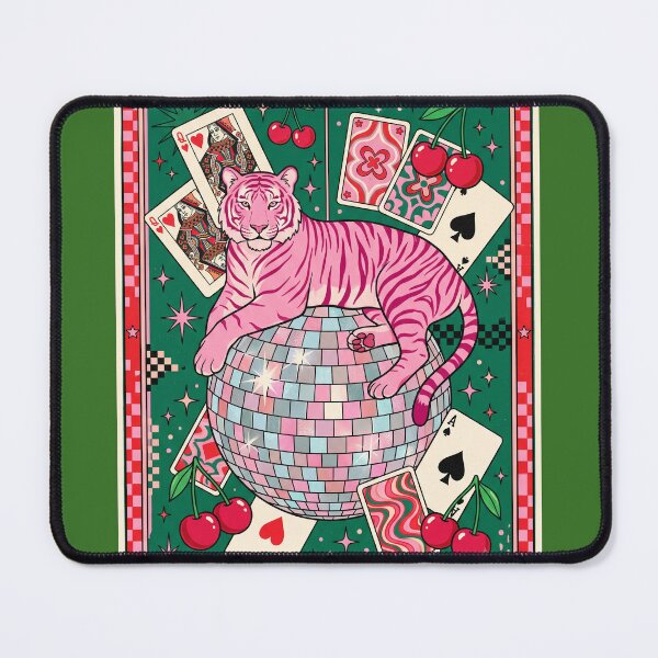 Item preview, Funky Pink Tiger on Mirror Disco Ball Retro Illustration designed and sold by Ink Matrix.