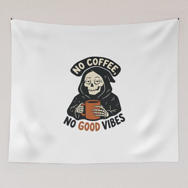 Item preview, No Coffee No Good Vibes - Sarcastic Grim Reaper Coffee Lover designed and sold by LuloCreative.