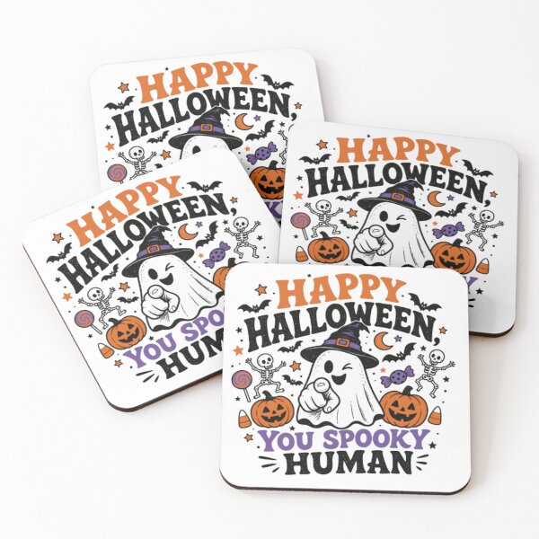 Item preview, Happy Halloween You Spooky Human Winking Ghost Witch Hat & Skeletons Funny October Graphic designed and sold by Palette & Hue.