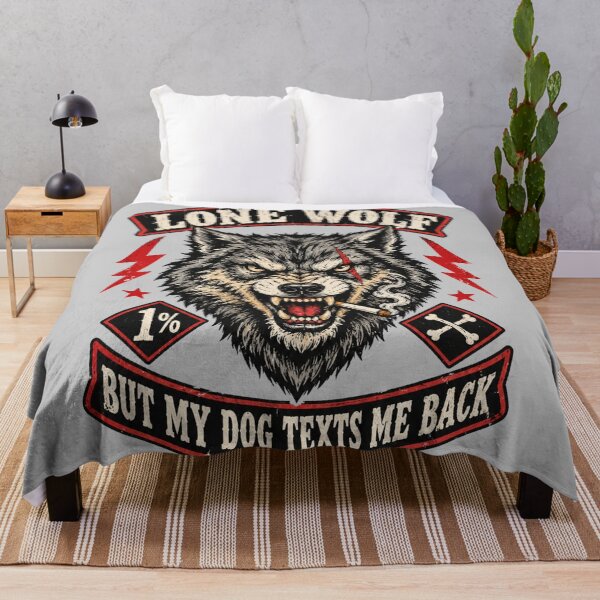 Item preview, Lone Wolf But My Dog Texts Me Back Biker designed and sold by Yellowriversss.