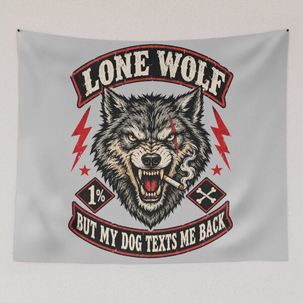Item preview, Lone Wolf But My Dog Texts Me Back Biker designed and sold by Yellowriversss.