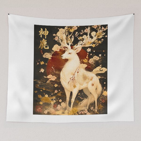 Item preview, Celestial White Deer Japanese Mythology Art designed and sold by kaxymax.
