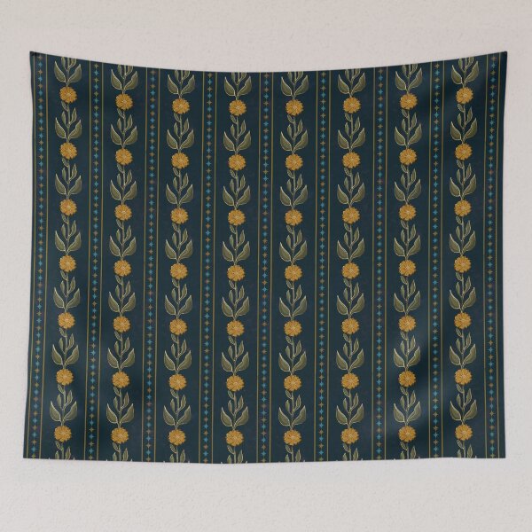 Item preview, Calendula and Midnight Gold Botanical Stripe designed and sold by VenusandMoon.