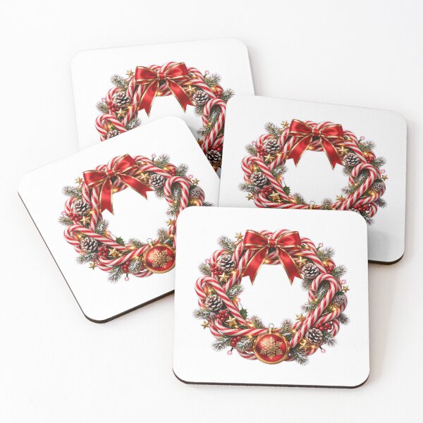 Item preview, Candy Cane Christmas Wreath Sticker, Festive Red and White Holiday Decor Gift designed and sold by HoMya.