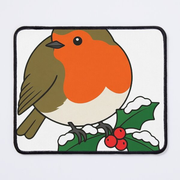 Item preview, Round Winter Robin Perched on Snowy Holly Sprig designed and sold by Northroom Studio.