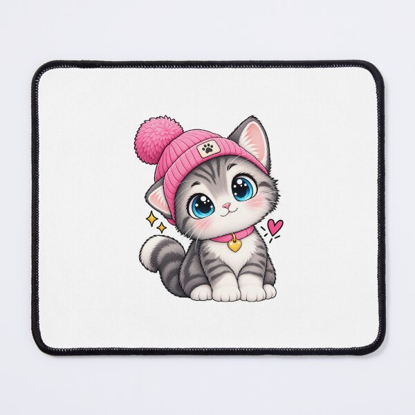 Item preview, Cute Gray Tabby Kitten in Pink Beanie designed and sold by Pransis_Diginer_26.
