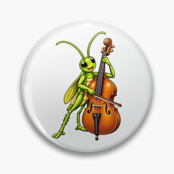 Item preview, Happy Green Grasshopper Musician Playing Upright Bass designed and sold by Myra365Art.
