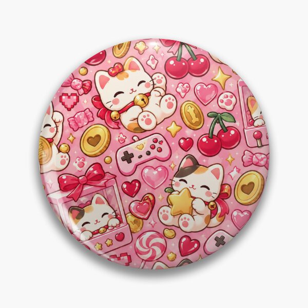 Item preview, Lucky Cat Arcade – Pink Kawaii Cat Pattern designed and sold by Moonlit-store.