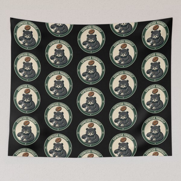 Item preview, Grumpy Bear Barista Coffee Badge | Retro Espresso Yourself Graphic designed and sold by Dogandesighn.
