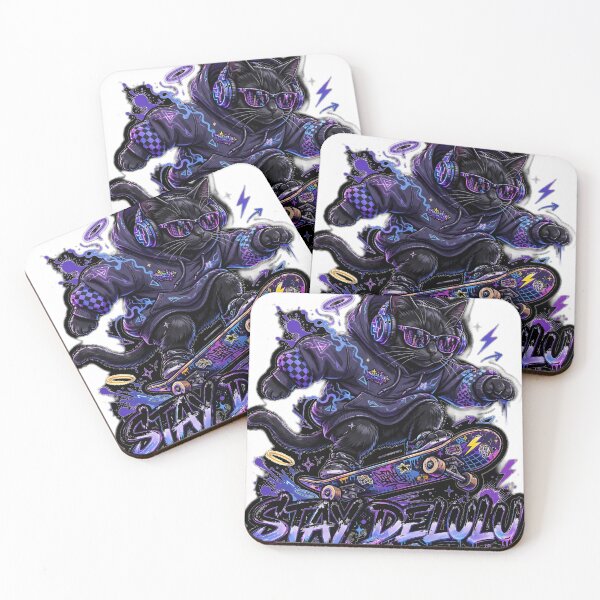 Item preview, Stay Delulu - Cool Skater Black Cat - Neon Streetwear - Gen Z Graffiti designed and sold by Mandatory.