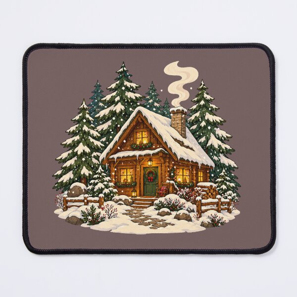 Item preview, Cozy Winter Cabin Snowy Christmas Forest Cottage designed and sold by Chic Artistry.