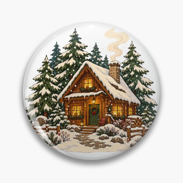 Item preview, Cozy Winter Cabin Snowy Christmas Forest Cottage designed and sold by Chic  Artistry.