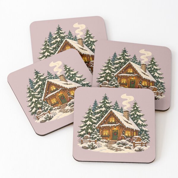 Item preview, Cozy Winter Cabin Snowy Christmas Forest Cottage designed and sold by Chic  Artistry.