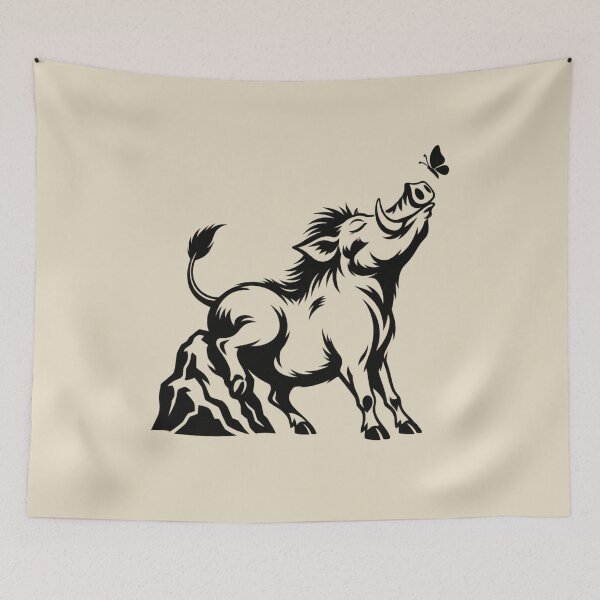 Item preview, Blissful Warthog and Butterfly – Whimsical African Wildlife Art designed and sold by JonelCrafts.