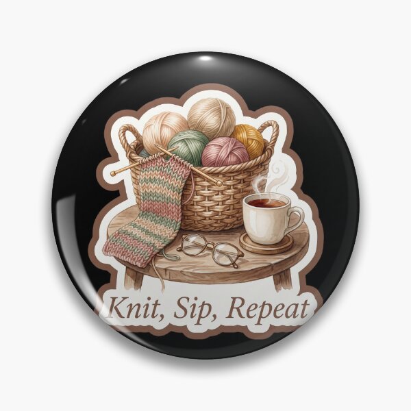 Item preview, Knit Sip Repeat — Cozy Knitting and Tea Art designed and sold by TheCalmEdit.