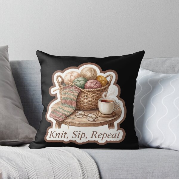 Item preview, Knit Sip Repeat — Cozy Knitting and Tea Art designed and sold by TheCalmEdit.