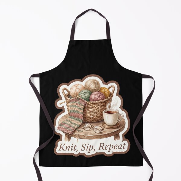Item preview, Knit Sip Repeat — Cozy Knitting and Tea Art designed and sold by TheCalmEdit.