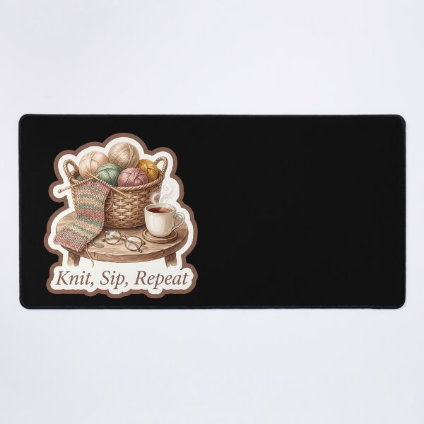 Item preview, Knit Sip Repeat — Cozy Knitting and Tea Art designed and sold by TheCalmEdit.