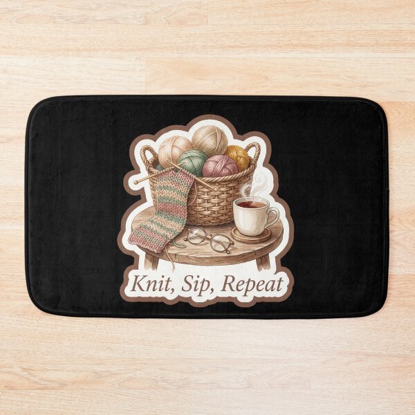 Item preview, Knit Sip Repeat — Cozy Knitting and Tea Art designed and sold by TheCalmEdit.