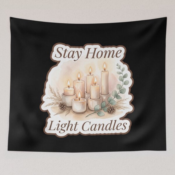 Item preview, Stay Home Light Candles — Cozy Candle Watercolor designed and sold by TheCalmEdit.
