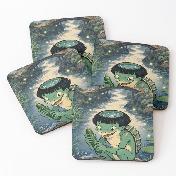 Item preview, Kappa River Yokai Holding Cucumber Art designed and sold by Shop of Wonders.