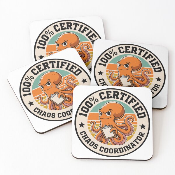 Artikelvorschau, 100 % zertifizierter Chaoskoordinator – Lustiges Oktopus-Retro-Abzeichen-Design entworfen und verkauft von JPees.