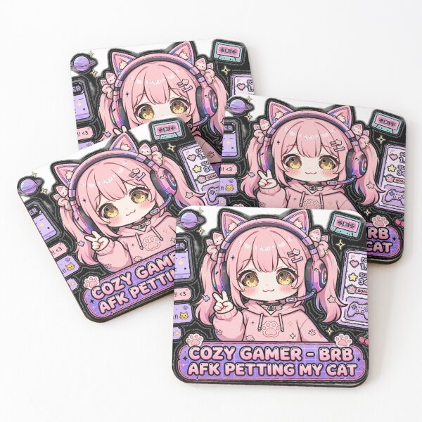 Item preview, Cozy Gamer BRB AFK Petting My Cat - VTuber Streamer Girl - Pink Gaming designed and sold by Mandatory.
