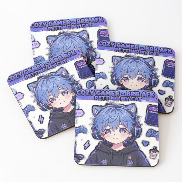 Item preview, Cozy Gamer Boy - BRB AFK Petting My Cat - Blue VTuber Streamer - Kawaii Gaming designed and sold by Mandatory.