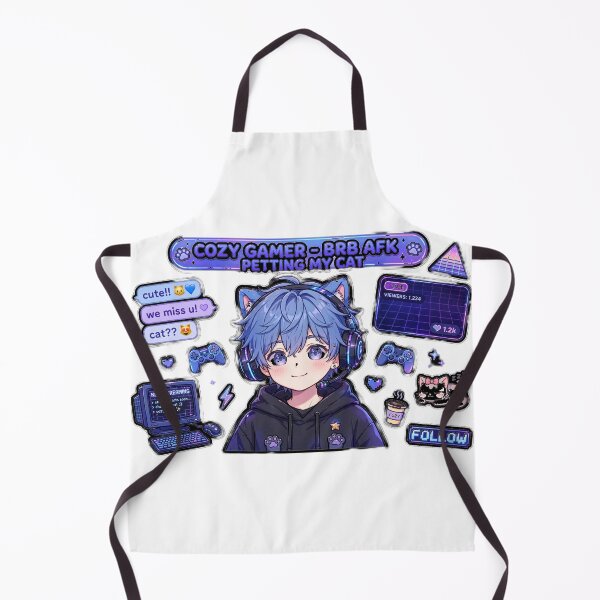 Item preview, Cozy Gamer Boy - BRB AFK Petting My Cat - Blue VTuber Streamer - Kawaii Gaming designed and sold by Mandatory.