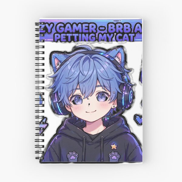 Item preview, Cozy Gamer Boy - BRB AFK Petting My Cat - Blue VTuber Streamer - Kawaii Gaming designed and sold by Mandatory.