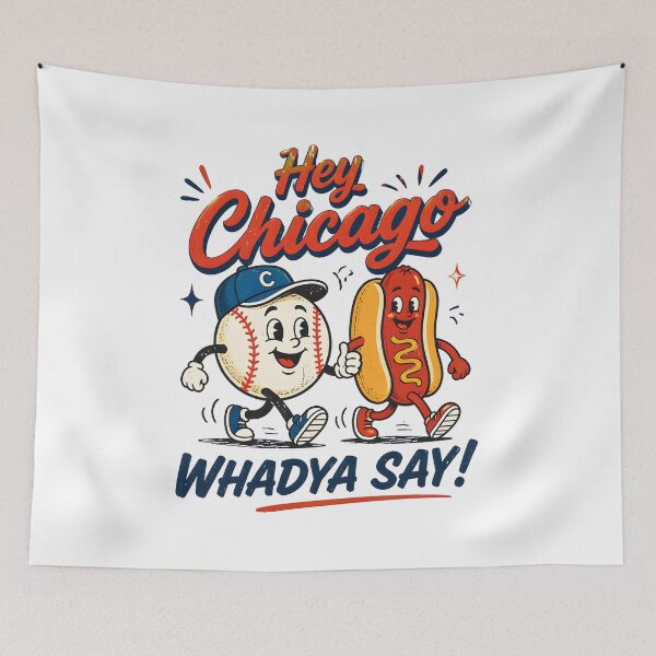 Item preview, Hey Chicago Whadya Say Baseball Hot Dog Retro designed and sold by empiric-designs.