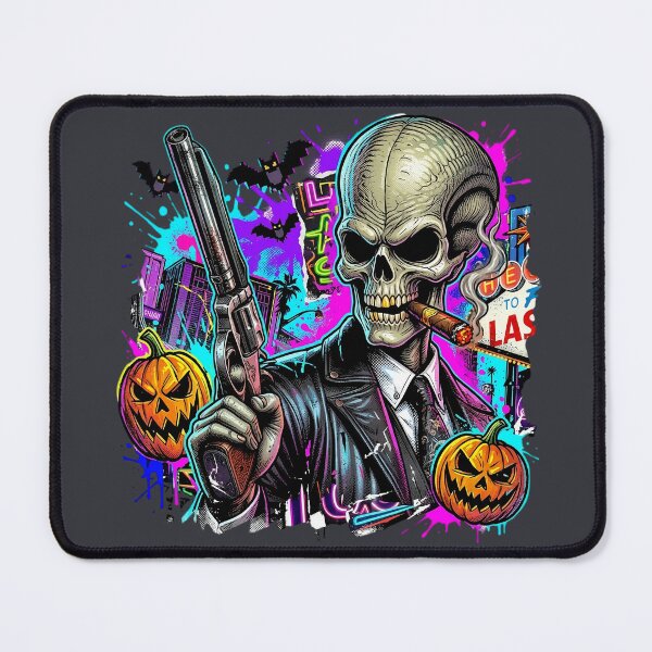 Item preview, Skull Mobster Holding Revolver in Vegas designed and sold by Voodoo Store Paranormal Collections.