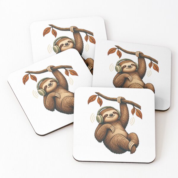 Item preview, Sloth Music Break - Hanging Out with Headphones designed and sold by cybersilverhand.