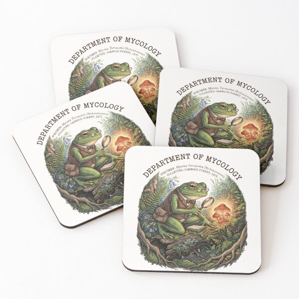 Item preview, Cute Cottagecore Frog Botanist Mushroom Illustration designed and sold by Aesthetic Amphi-Lab.