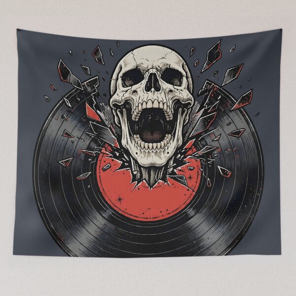 Item preview, Vinyl Record Skull designed and sold by CreepyCornerArt.