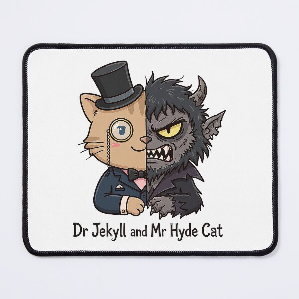 Item preview, Dr Jekyll and Mr Hyde as a split two-faced cat. Half gentleman, half monster. designed and sold by Raju-Creative.