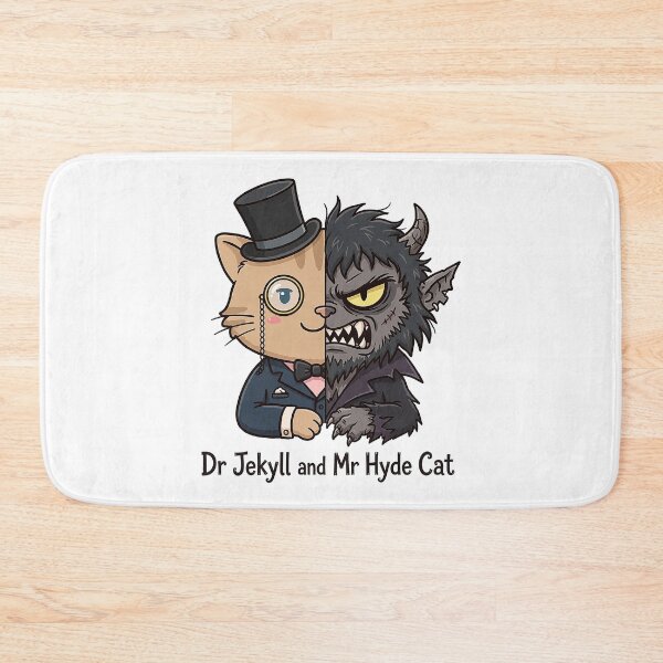 Item preview, Dr Jekyll and Mr Hyde as a split two-faced cat. Half gentleman, half monster. designed and sold by Raju-Creative.